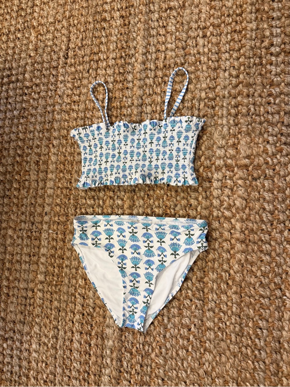 Girls Blue Floral Two-Piece Swim Set